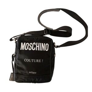 Moschino Couture Milano Black Nylon Crossbody Bag Adjustable Strap